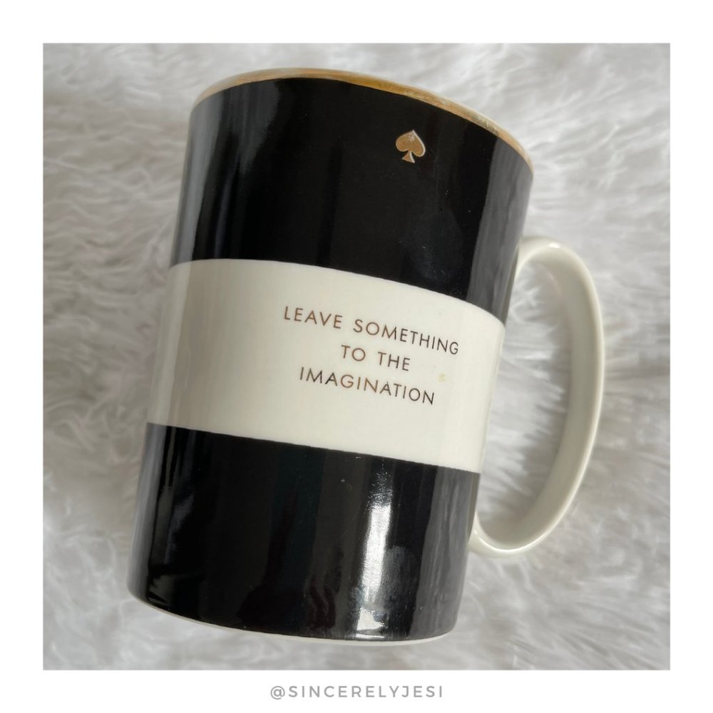 kate spade ▪ striped motivational "Leave Something to the Imagination" mug
